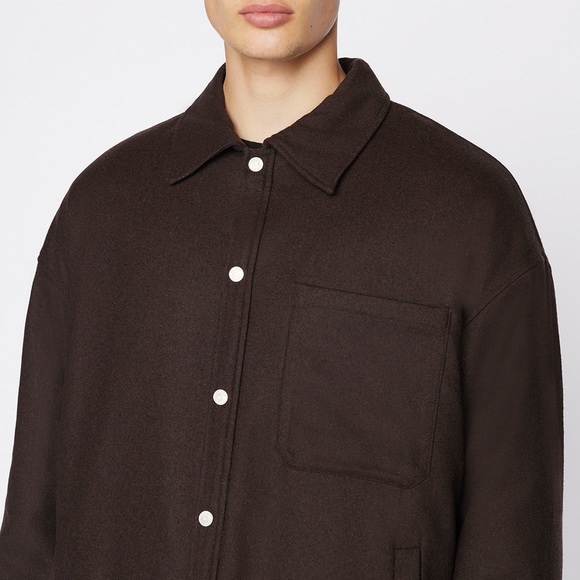 NWT FRAME Denim Men’s Warm Textured Overshirt in Brown (Size Medium) - Picture 2 of 8
